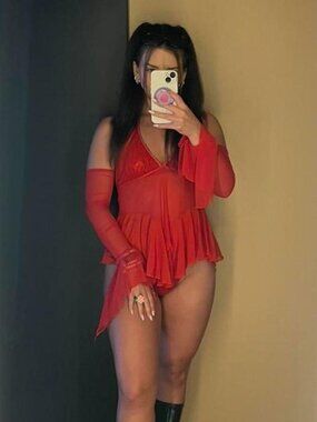 Jade Clark Red Bikini + Mesh Dress Set
